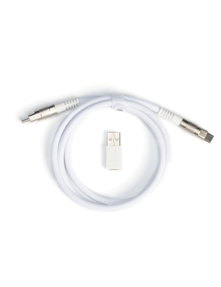 Кабел за клавиатура Keychron Double-Sleeved Geek USB-C - USB-C, White - Cab-20