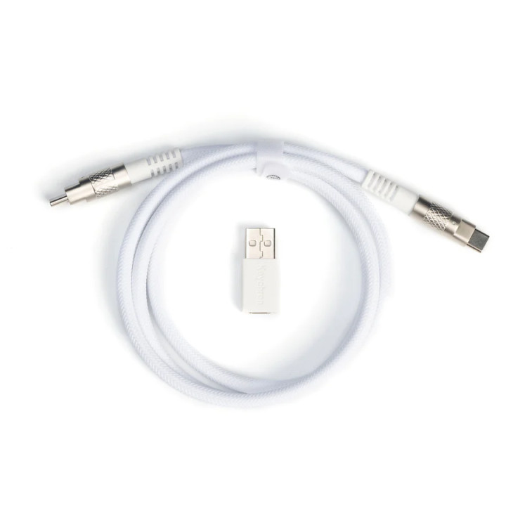 Кабел за клавиатура Keychron Double-Sleeved Geek USB-C - USB-C, White - Cab-20
