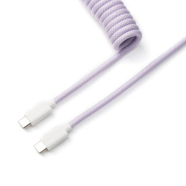 Кабел за клавиатура Keychron Coiled Aviator Straight Custom USB Cable, USB-C - USB-C, Light Purple - Cab-17