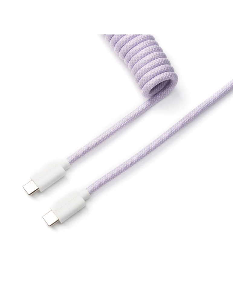 Кабел за клавиатура Keychron Coiled Aviator Straight Custom USB Cable, USB-C - USB-C, Light Purple - Cab-17