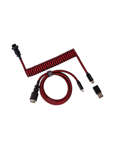 Кабел за клавиатура Keychron Premium Coiled Aviator, USB-C - USB-C, Червен - Cab-2