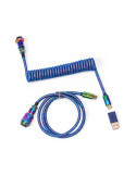 Кабел за клавиатура Keychron Colorful Premium Coiled Cable, USB-C - USB-C, Rainbow Blue - Cab-6