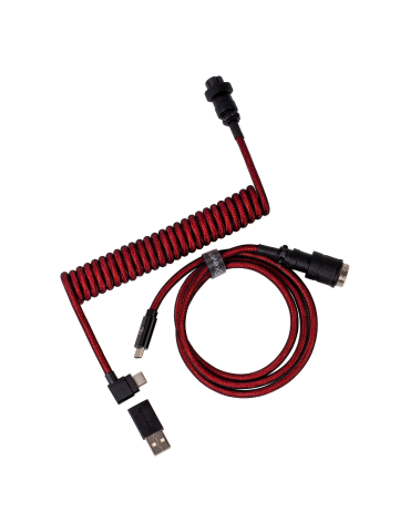 Кабел за клавиатура Keychron Premium Angled Red Coiled Aviator Custom USB Cable, USB-C - USB-C - Cab-4