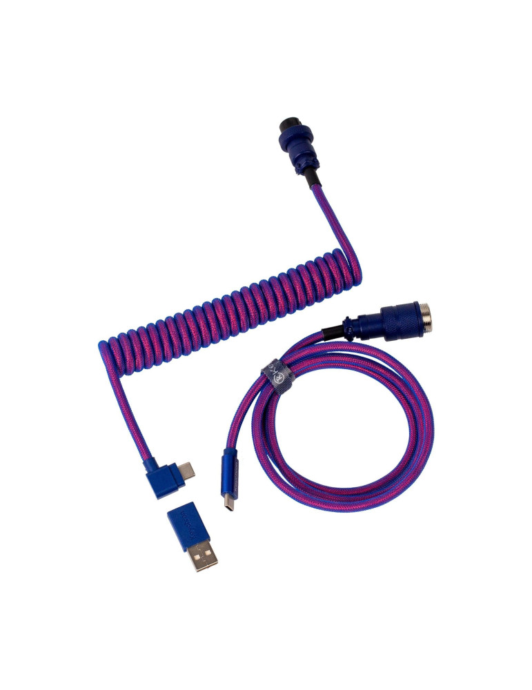Кабел за клавиатура Keychron Premium Angled Purple Coiled Aviator Custom USB Cable, USB-C - USB-C - Cab-3