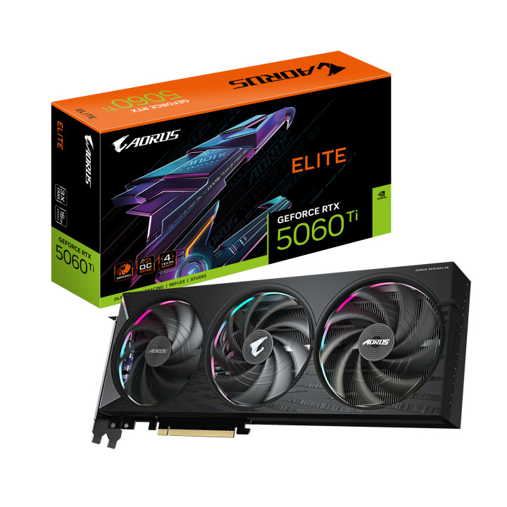 Видео карта Gigabyte AORUS GeForce RTX 5060 TI ELITE 16GB GDDR7 - GV-N506TAORUS E-16GD