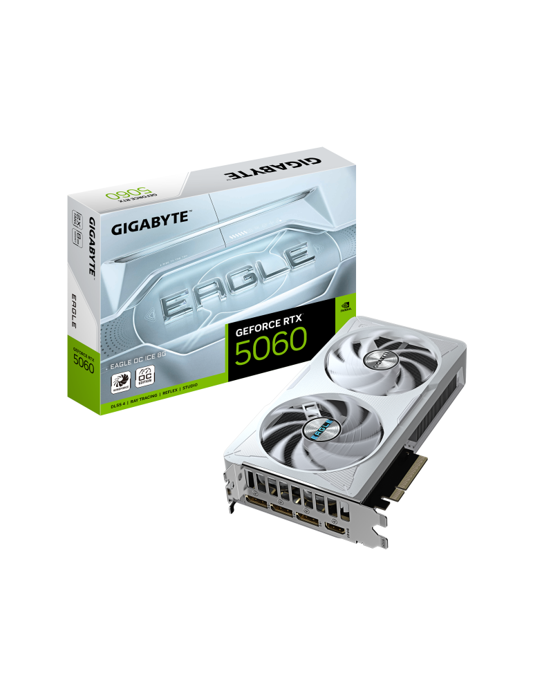 Видео карта Gigabyte GeForce RTX 5060 EAGLE OC ICE 8GB GDDR7 - GV-N5060EAGLEOC ICE-8GD