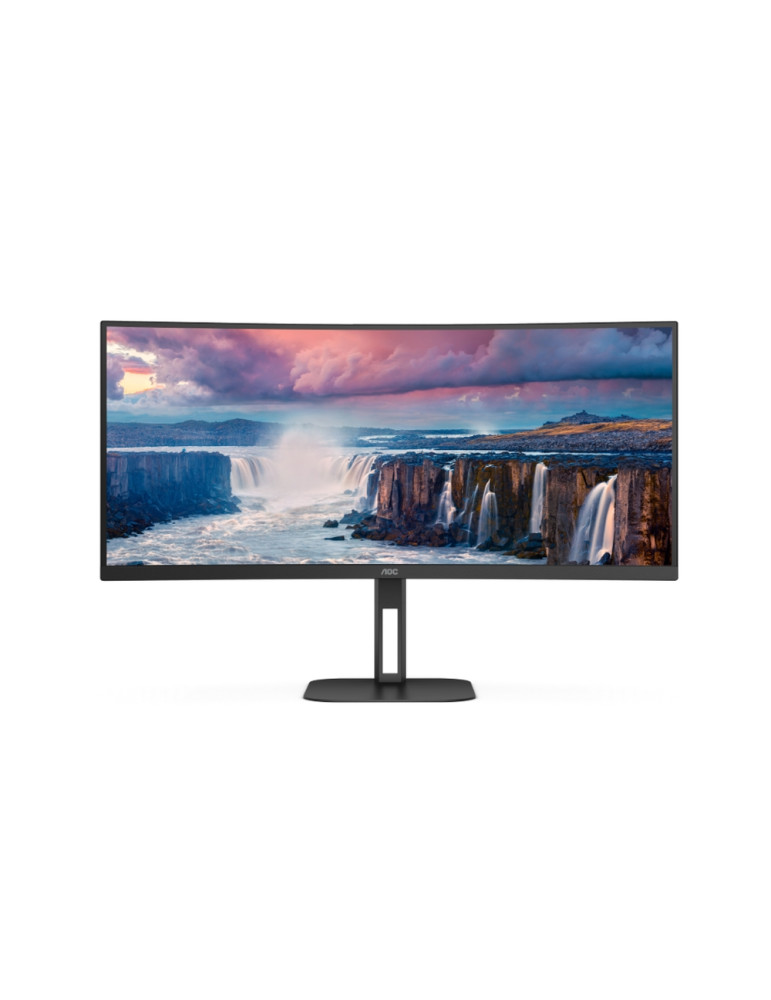Монитор AOC CU34V5C/BK, 34" Curved 1500R VA WLED, 3440x1440@100Hz, 4ms GtG, 1ms MPRT, 300cd m/2, 3000:1, 20M:1 DCR, Adaptive Sync, FlickerFree, Low Blue Light, 5Wx2, Tilt, Height Adjust, Swivel, HDMI, DP, USB hub