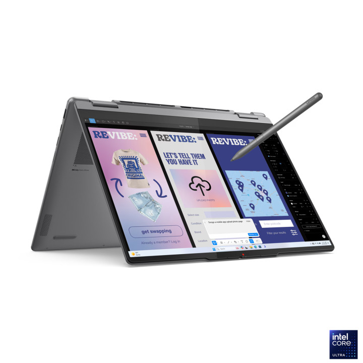 Лаптоп Lenovo Yoga 7 2in1 14, Intel Core Ultra 5 226V, 14" WUXGA OLED 600nits Glossy / Anti-fingerprint, 100% DCI-P3, Touch, 16GB RAM, 512GB SSD, Integrated Intel Arc, Win 11 Home - 83JQ001KBM