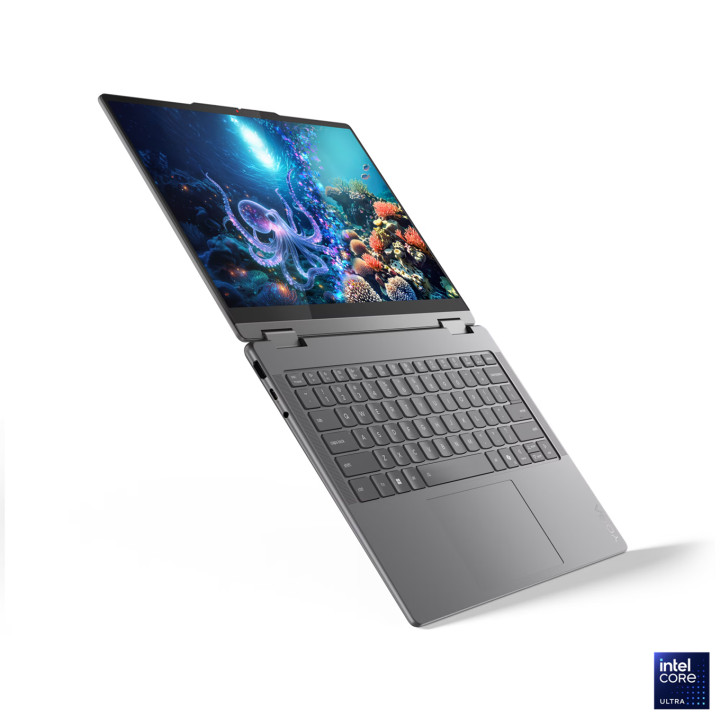 Лаптоп Lenovo Yoga 7 2in1 14, Intel Core Ultra 5 226V, 14" WUXGA OLED 600nits Glossy / Anti-fingerprint, 100% DCI-P3, Touch, 16GB RAM, 512GB SSD, Integrated Intel Arc, Win 11 Home - 83JQ001KBM