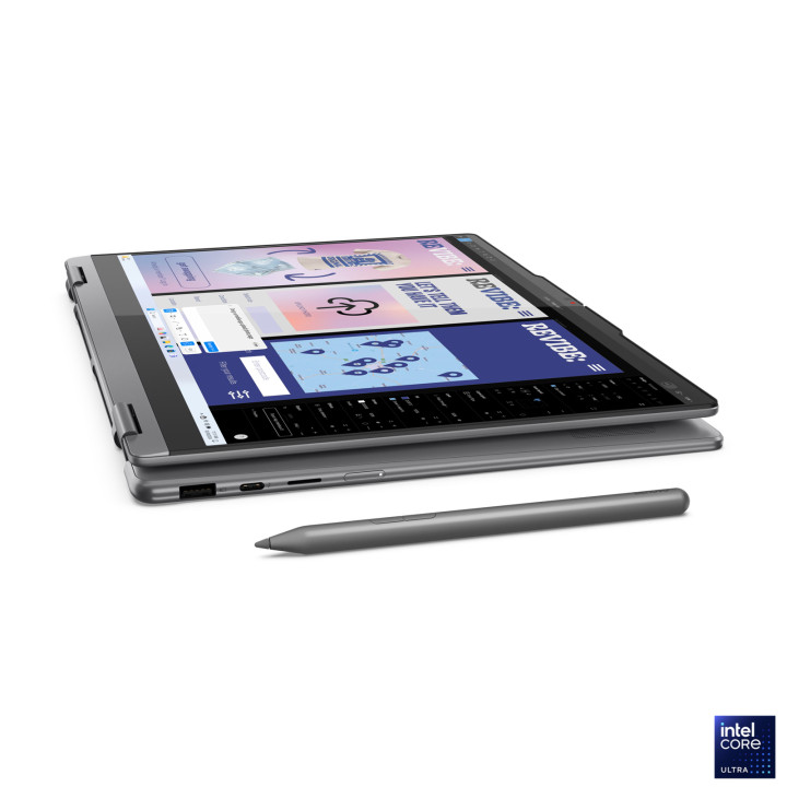 Лаптоп Lenovo Yoga 7 2in1 14, Intel Core Ultra 5 226V, 14" WUXGA OLED 600nits Glossy / Anti-fingerprint, 100% DCI-P3, Touch, 16GB RAM, 512GB SSD, Integrated Intel Arc, Win 11 Home - 83JQ001KBM