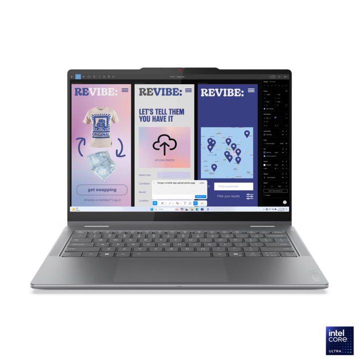 Лаптоп Lenovo Yoga 7 2in1 14, Intel Core Ultra 5 226V, 14" WUXGA OLED 600nits Glossy / Anti-fingerprint, 100% DCI-P3, Touch, 16GB RAM, 512GB SSD, Integrated Intel Arc, Win 11 Home - 83JQ001KBM