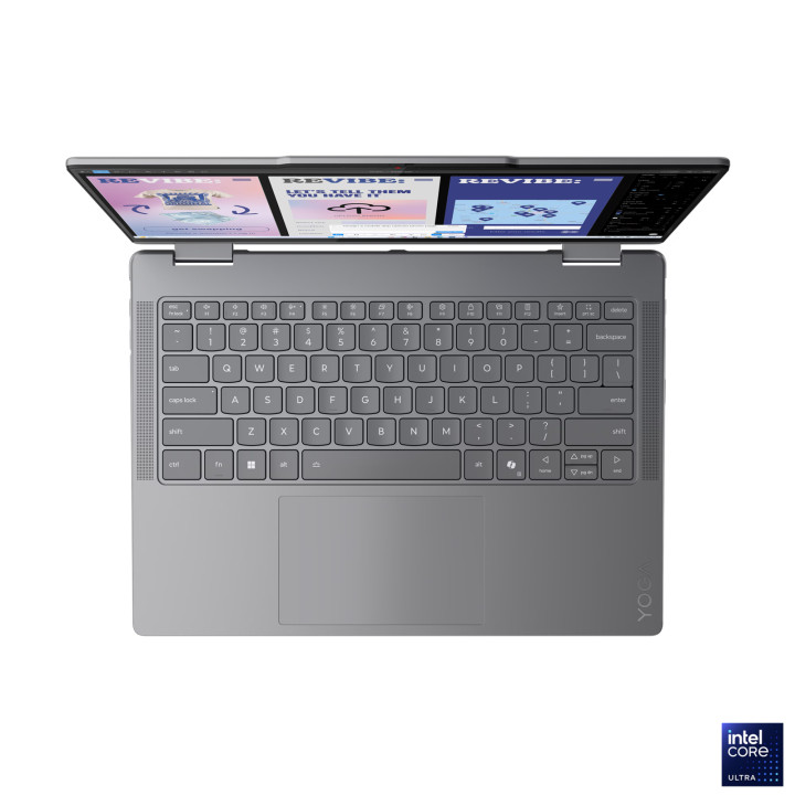 Лаптоп Lenovo Yoga 7 2in1 14, Intel Core Ultra 5 226V, 14" WUXGA OLED 600nits Glossy / Anti-fingerprint, 100% DCI-P3, Touch, 16GB RAM, 512GB SSD, Integrated Intel Arc, Win 11 Home - 83JQ001KBM