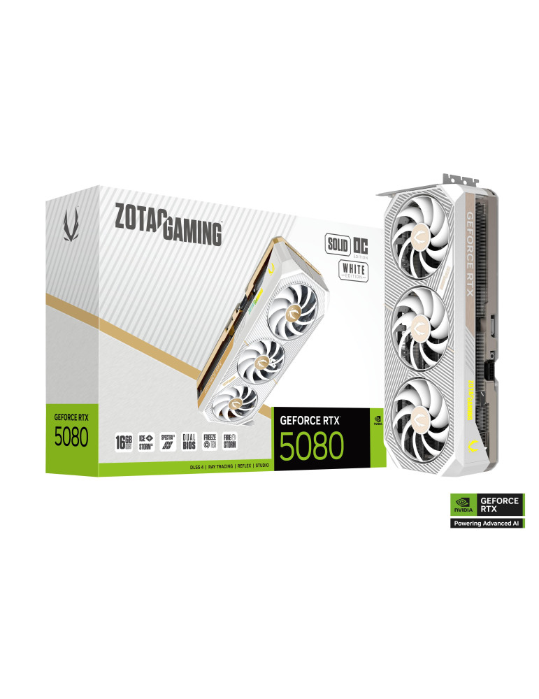 Видео карта ZOTAC GAMING RTX 5080 Solid OC White Edition 16GB GDDR7, 512bit  - ZT-B50800Q-10P