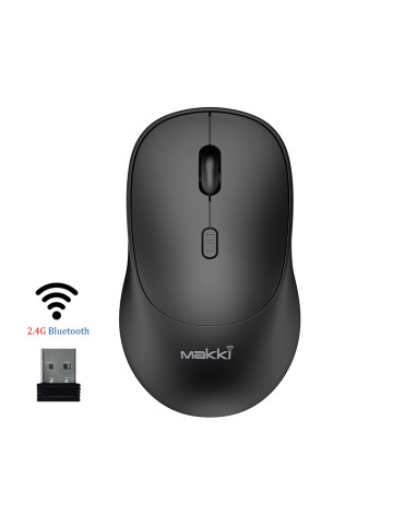 Bluetooth презареждаема тиха мишка Makki  MSX-2401, USB-C, Silent, 1600dpi, 2.4G, Bluetooth, Rechargeable - MAKKI-MSX-2401