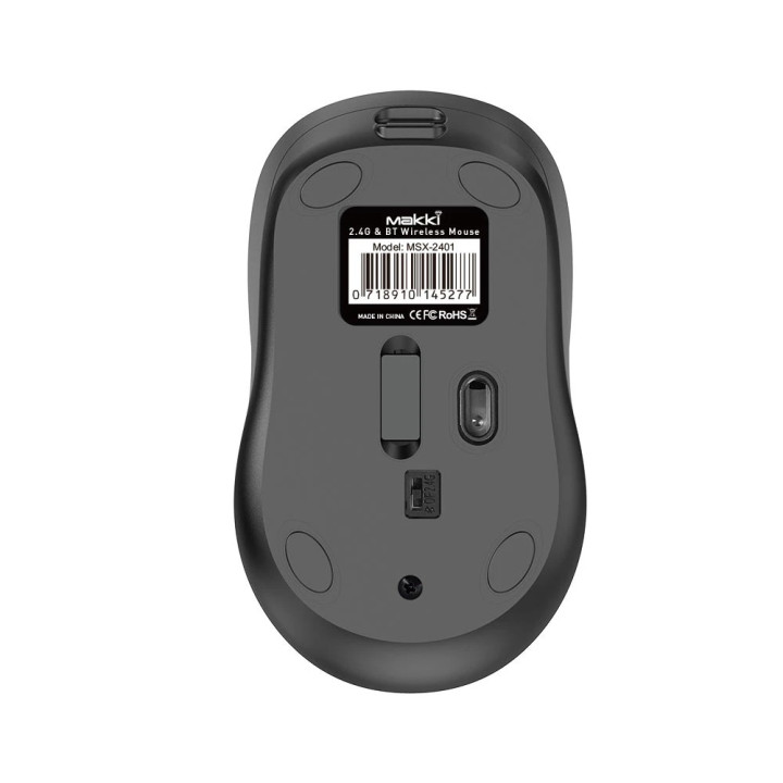 Bluetooth презареждаема тиха мишка Makki  MSX-2401, USB-C, Silent, 1600dpi, 2.4G, Bluetooth, Rechargeable - MAKKI-MSX-2401