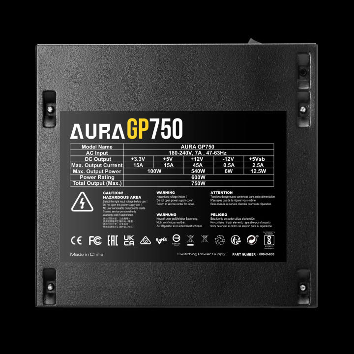Захранване Gamdias AURA GP750, PSU 750W - GAMDIAS-AURA-GP750