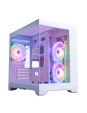 Кутия за компютър 1stPlayer MV6-TP White, mATX, с 3бр вкл. вентилатори - MV6-TP-WH-2FB7R-W-1FB7-W