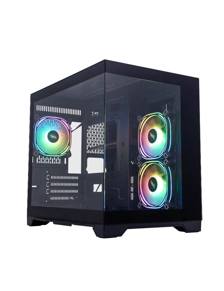 Кутия за компютър 1stPlayer MV6-TP Black, mATX, с 3бр вкл. вентилатори - MV6-TP-BK-2FB7R-1FB7