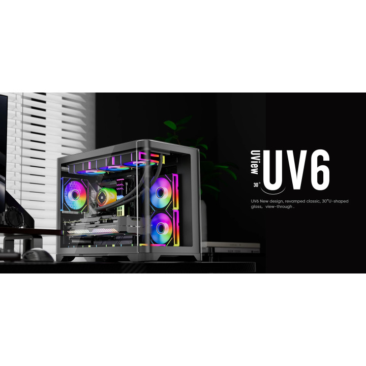 Кутия за компютър 1stPlayer UV6 Black, mATX - UV6-BK