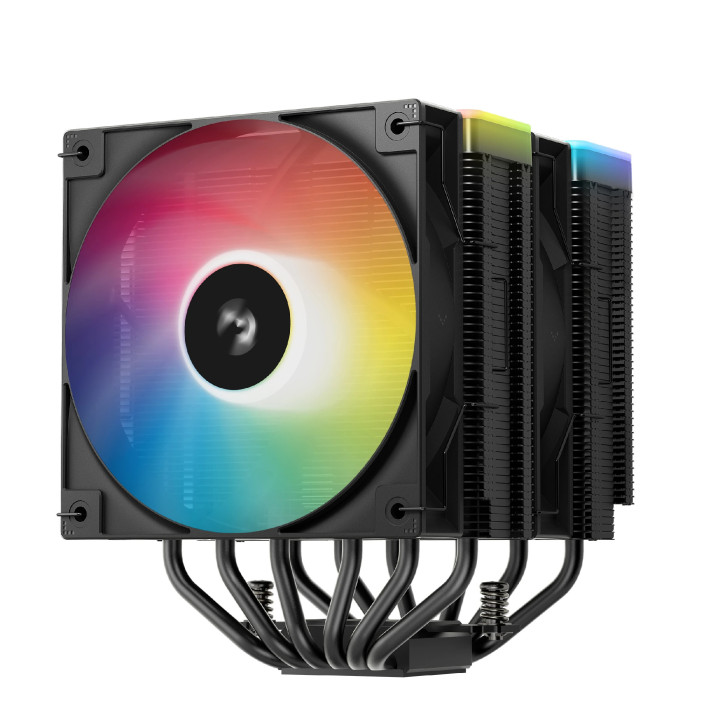 Охладител за процесор DeepCool AG620 BK, Addressable RGB V2, Dual-Tower, LGA1851/AM5 - R-AG620-BKAMMN-GJD