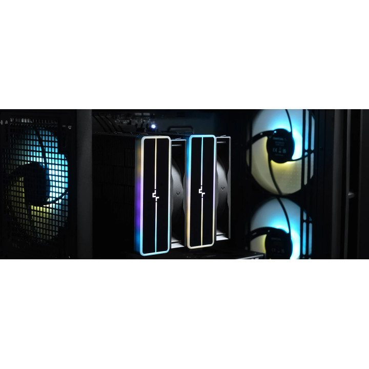 Охладител за процесор DeepCool AG620 BK, Addressable RGB V2, Dual-Tower, LGA1851/AM5 - R-AG620-BKAMMN-GJD