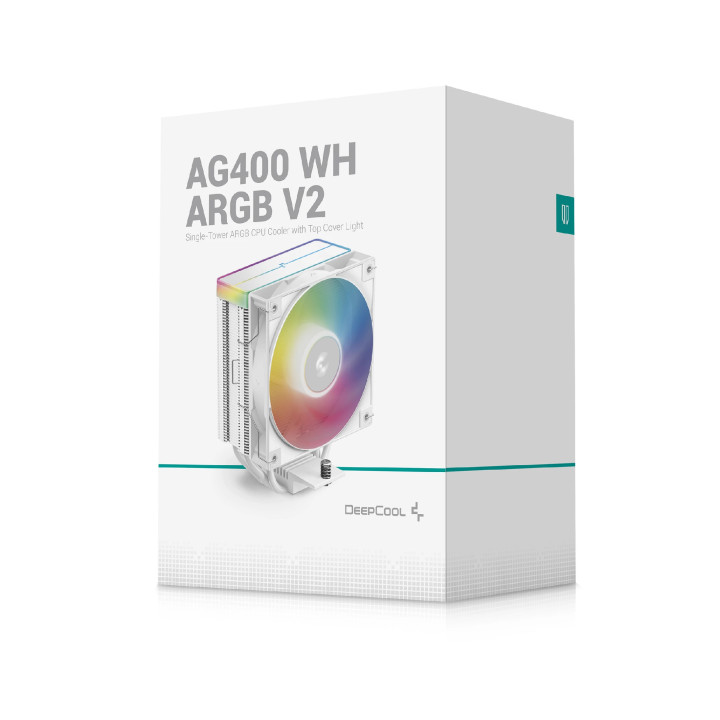 Охладител за процесор DeepCool AG400 White, Addressable RGB V2, LGA1851/AM5 - R-AG400-WHAMMN-GJD