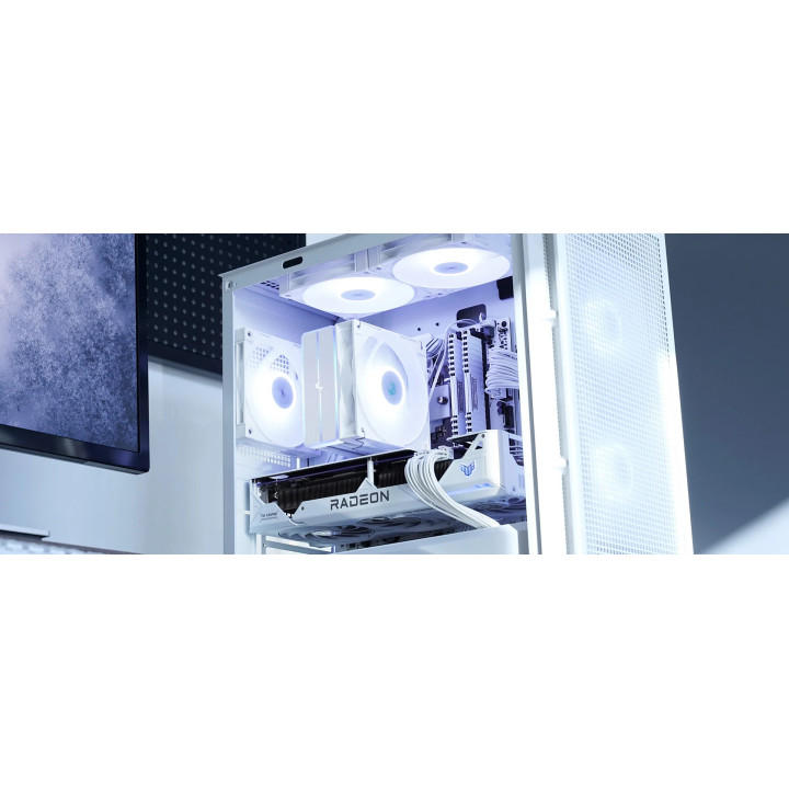 Охладител за процесор DeepCool AG400 White, Addressable RGB V2, LGA1851/AM5 - R-AG400-WHAMMN-GJD