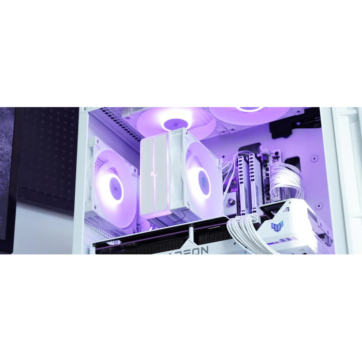 Охладител за процесор DeepCool AG400 White, Addressable RGB V2, LGA1851/AM5 - R-AG400-WHAMMN-GJD