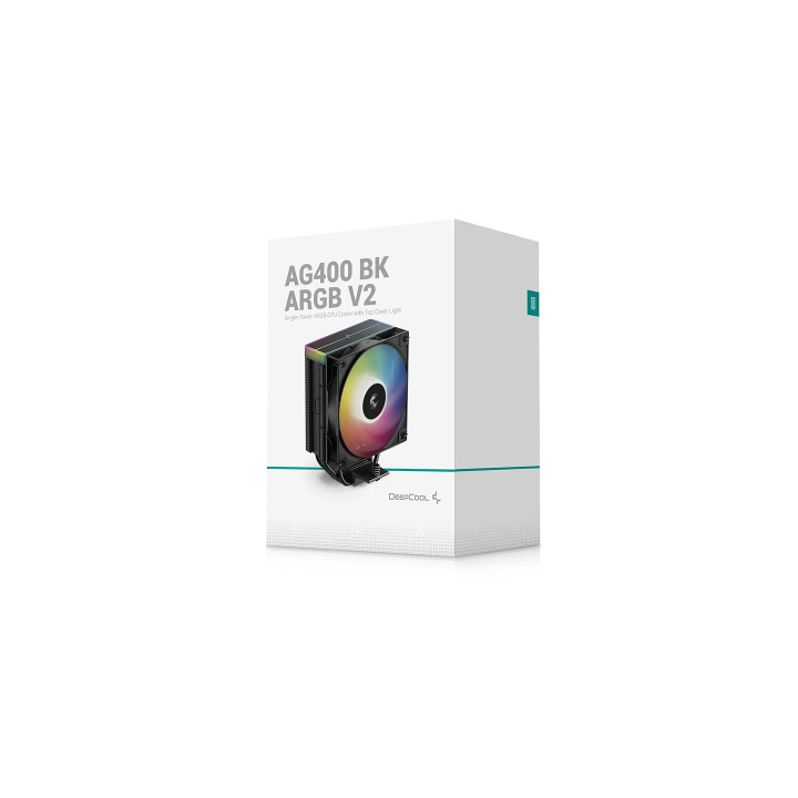 Охладител за процесор DeepCool AG400 Black, Addressable RGB V2, LGA1851/AM5 - R-AG400-BKAMMN-GJD