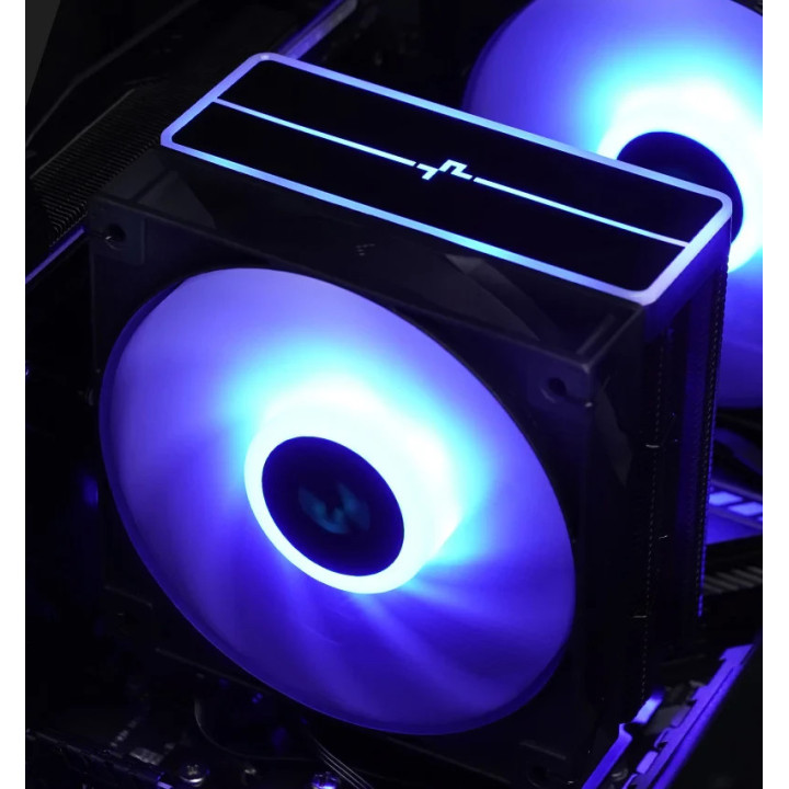 Охладител за процесор DeepCool AG400 Black, Addressable RGB V2, LGA1851/AM5 - R-AG400-BKAMMN-GJD