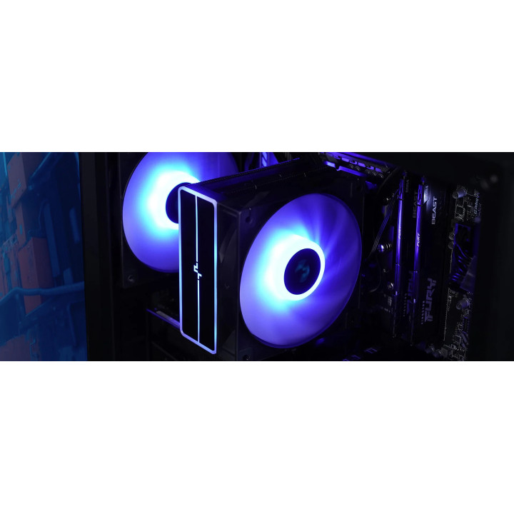 Охладител за процесор DeepCool AG400 Black, Addressable RGB V2, LGA1851/AM5 - R-AG400-BKAMMN-GJD