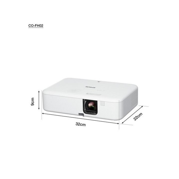 Проектор Epson CO-FH02, Full HD 1080p (1920 x 1080, 16:9), 3000 ANSI lumens, 16 000:1, USB 2.0, HDMI, Android TV, Lamp warr: 24 months, White с ПОДАРЪК Универсална стойка за проектор Sunne - V11HA85040_PRO02