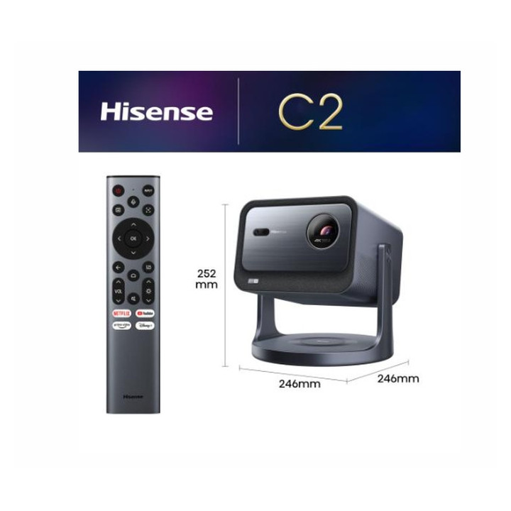 Проектор Hisense C2 Smart mini Laser Projector, 4K Ultra HD 3840x2160, 1700:1, 2000 lum, 60 Hz, Digital Zoom, Dolby Vision, HDR10  (decoding), HDR10, HLG, 2*10W - 20015329