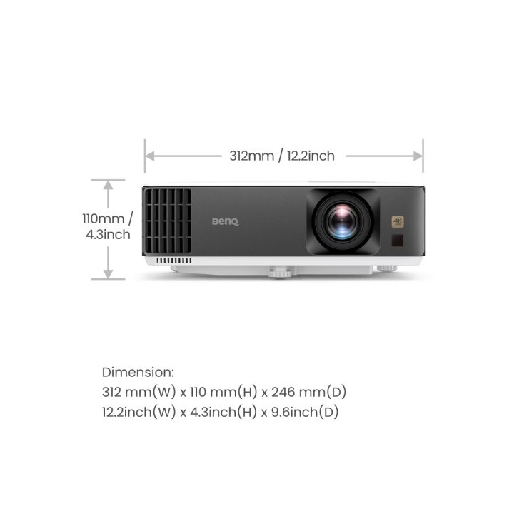 Проектор BenQ TK700 DLP, 4K UHD (3840x2160), HDR, Ultra-fast 4ms, 10K:1, 3200 AL, 1.3x Zoom, Keystone 2D, Console Gaming, 2xHDMI, USB, RS232, Speaker 5W, eARC, Dolby Atmos, Audio out, 28dB (Eco) - 9H.JPK77.17E