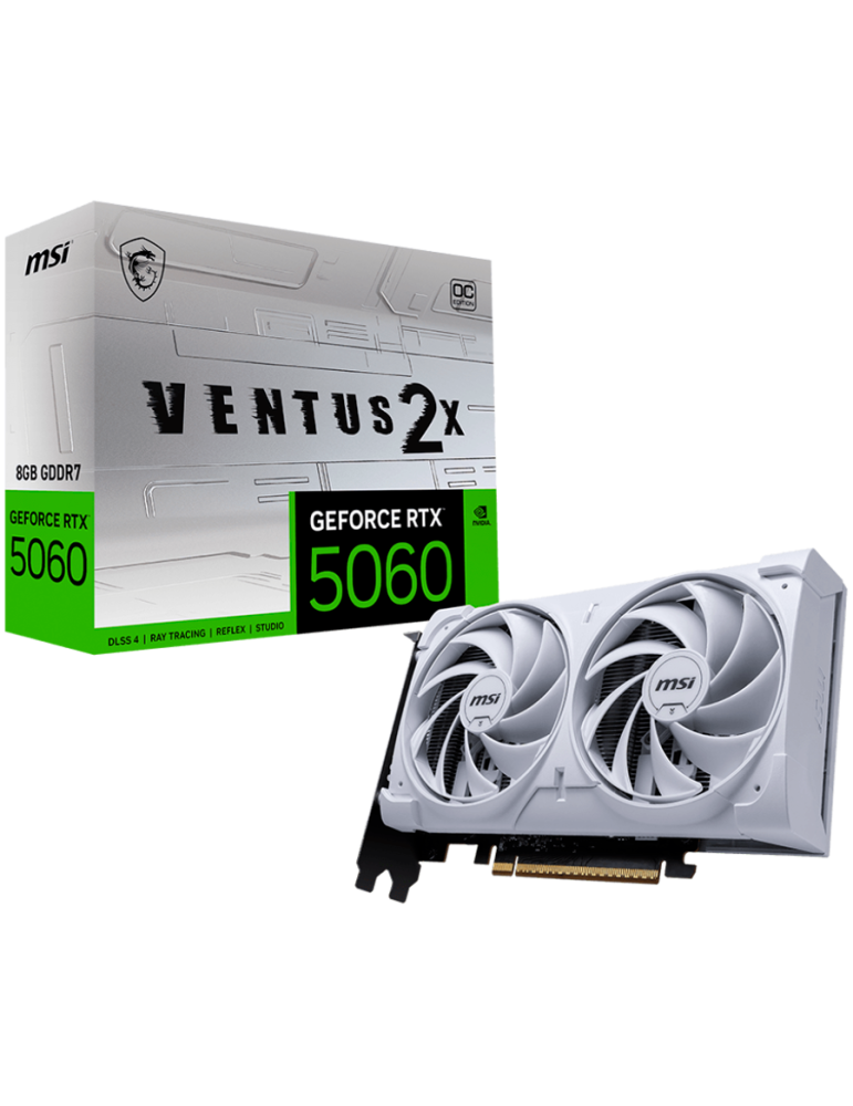 Видео карта MSI NVIDIA GeForce RTX 5060 8G VENTUS 2X OC WHITE, 8GB GDDR7, 128bit