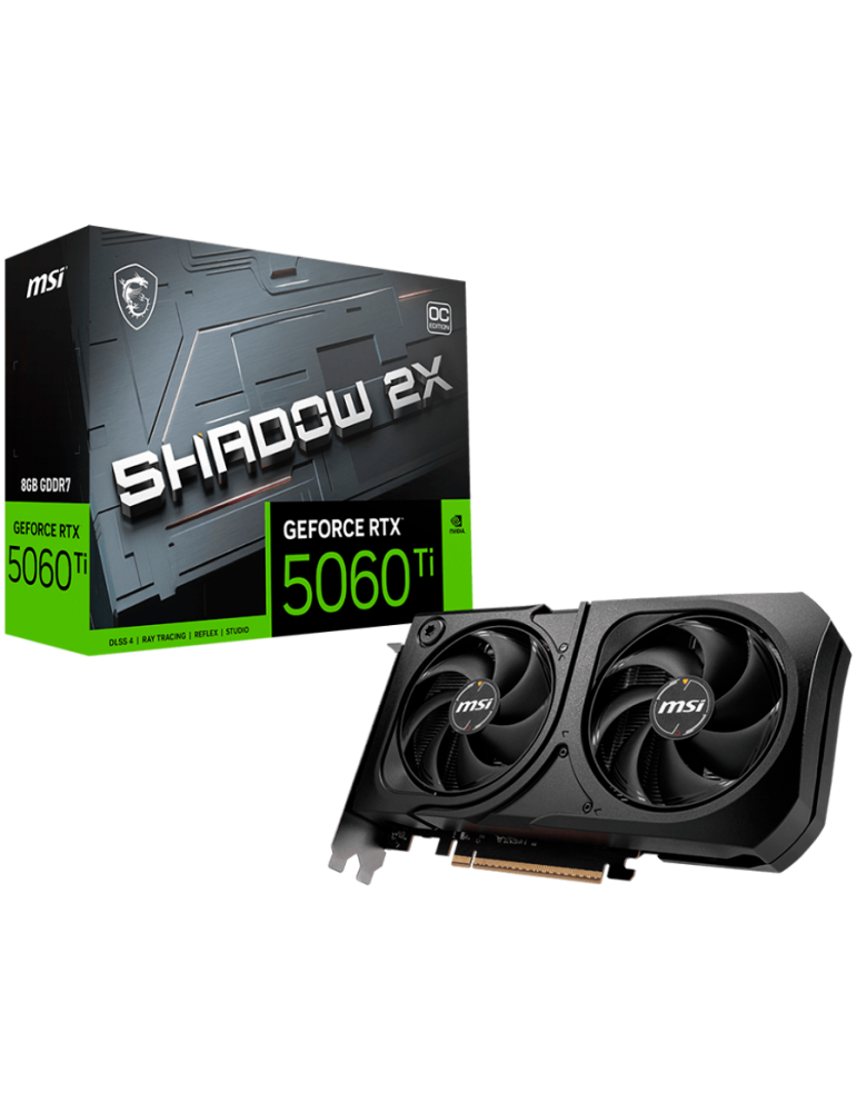 Видео карта MSI NVIDIA GeForce RTX 5060 Ti 8G SHADOW 2X OC PLUS, 8GB GDDR7, 128-bit