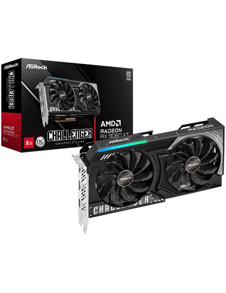 Видео карта AsRock AMD Radeon RX 9060 XT Challenger 8GB OC GDDR6, 128-bit - 90-GA5TZZ-00UANF