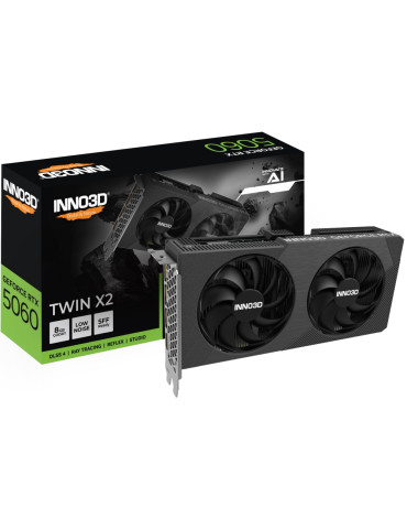 Видео карта Inno3D GeForce RTX 5060 8GB GDDR7 Twin X2, 128bit - N50602-08D7-195071N