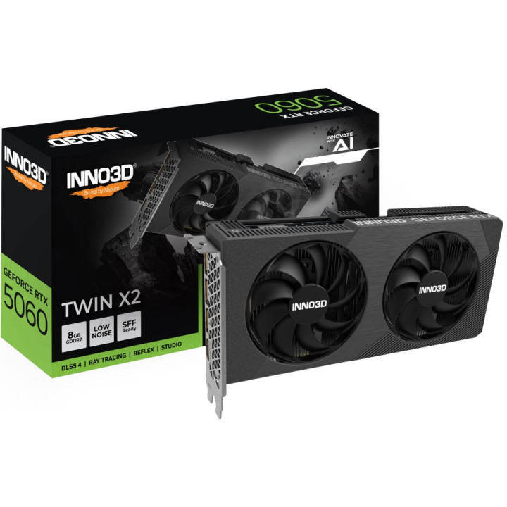 Видео карта Inno3D GeForce RTX 5060 8GB GDDR7 Twin X2, 128bit - N50602-08D7-195071N