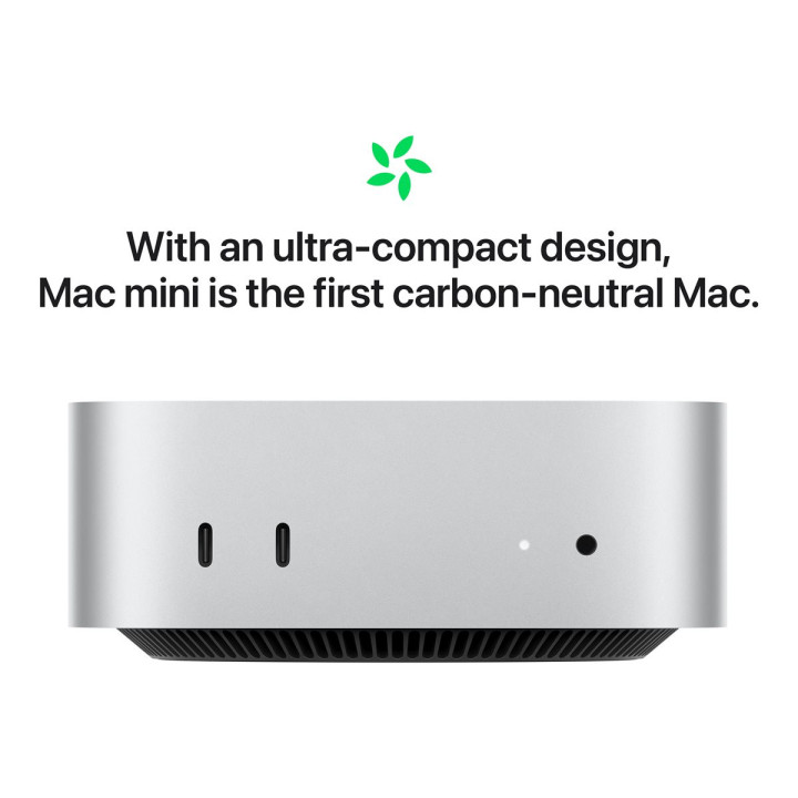 Мини компютър Apple Mac mini M4 chip with 10-core CPU and 10-core GPU, RAM 24GB SSD 512GB - MCYT4ZE/A