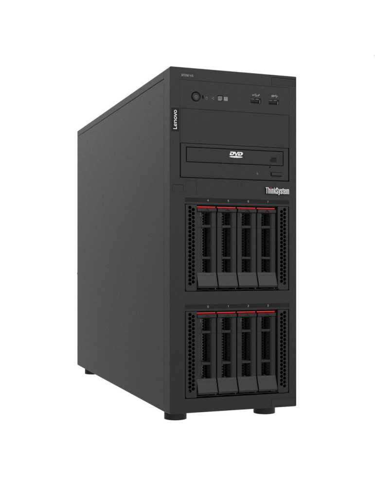 Сървър Lenovo ThinkSystem ST250 V3, Xeon E-2468 (8C 2.6GHz 16MB Cache/65W), 1xRAM 32GB,, O/B, 2.5" HS (8), 5350-8i, HS 800W Titanium, XCC2 Platinum, No DVD - 7DCEA02VEA