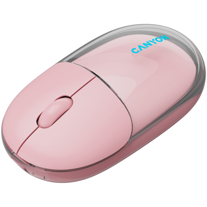 Bluetooth мишка Canyon OnClick 24 BT/ Wireless Transparent/Pink - CNS-CMSW24P