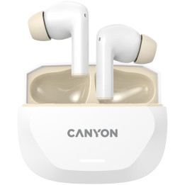 Bluetooth слушалки Canyon HEXAGON 7 TWS ANC ENC Wireless Charge White Beige - CNS-TWS7WB