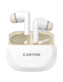 Bluetooth слушалки Canyon HEXAGON 7 TWS ANC ENC Wireless Charge White Beige - CNS-TWS7WB