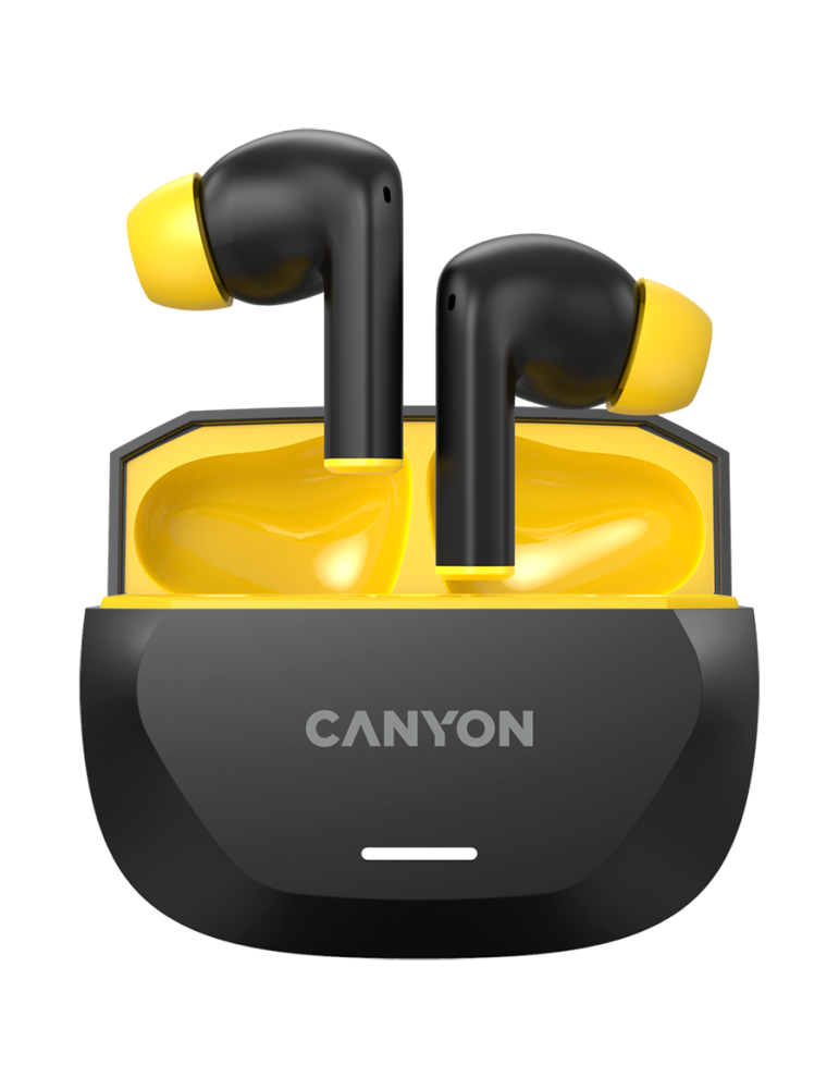 Bluetooth слушалки Canyon HEXAGON 7 TWS ANC ENC Wireless Charge Black Yellow - CNS-TWS7BY