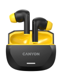 Bluetooth слушалки Canyon HEXAGON 7 TWS ANC ENC Wireless Charge Black Yellow - CNS-TWS7BY