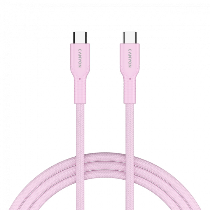 Кабел Canyon OnWire 60CL C-C 60W COLOR Braided 1m Pink - CND-CCAP60AB10PK