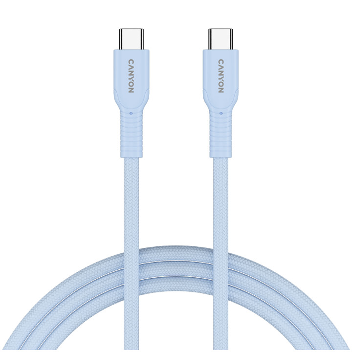 Кабел Canyon OnWire 60CL C-C 60W COLOR Braided 1m Light Blue - CND-CCAP60AB10LBL