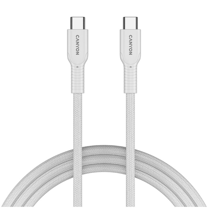 Кабел Canyon OnWire 60CL C-C 60W COLOR Braided 1m White - CND-CCAP60AB10W