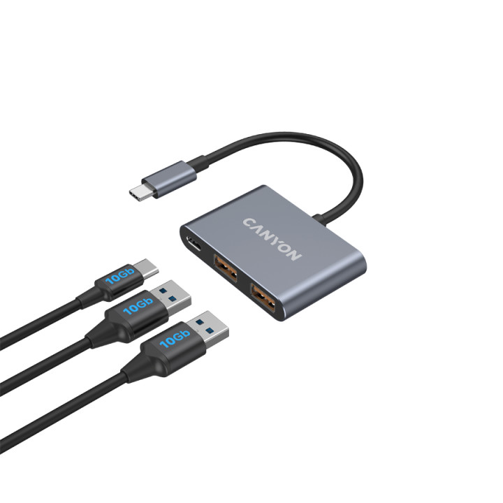 Хъб Canyon DS-3 3in1 USB-C Dark Grey - CNS-TDS3